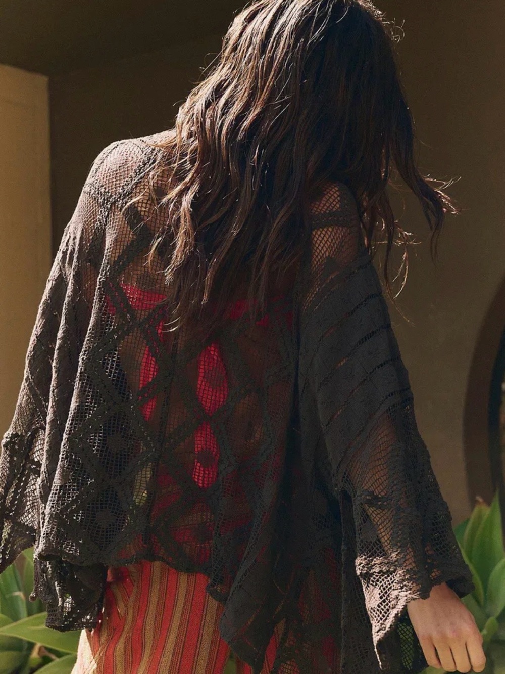 Free People Brown Crochet Open-Knit Poncho - Picture 8 of 8
